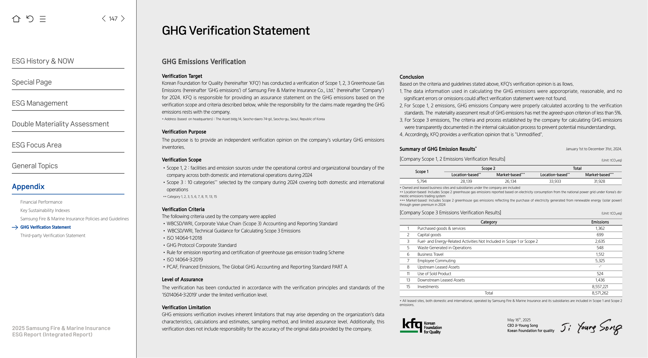 Emissions data extracted from page 147