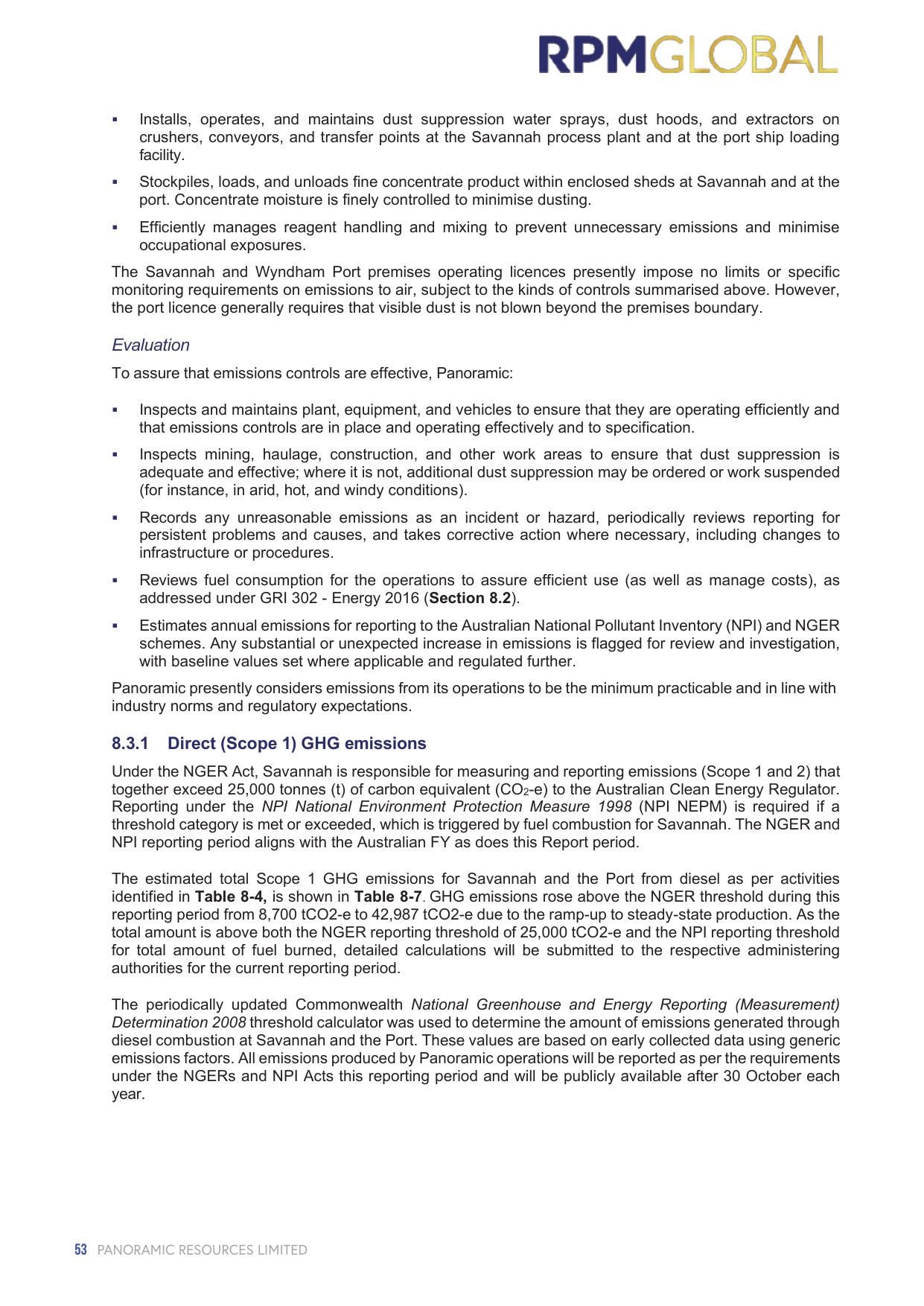 Emissions data extracted from page 76