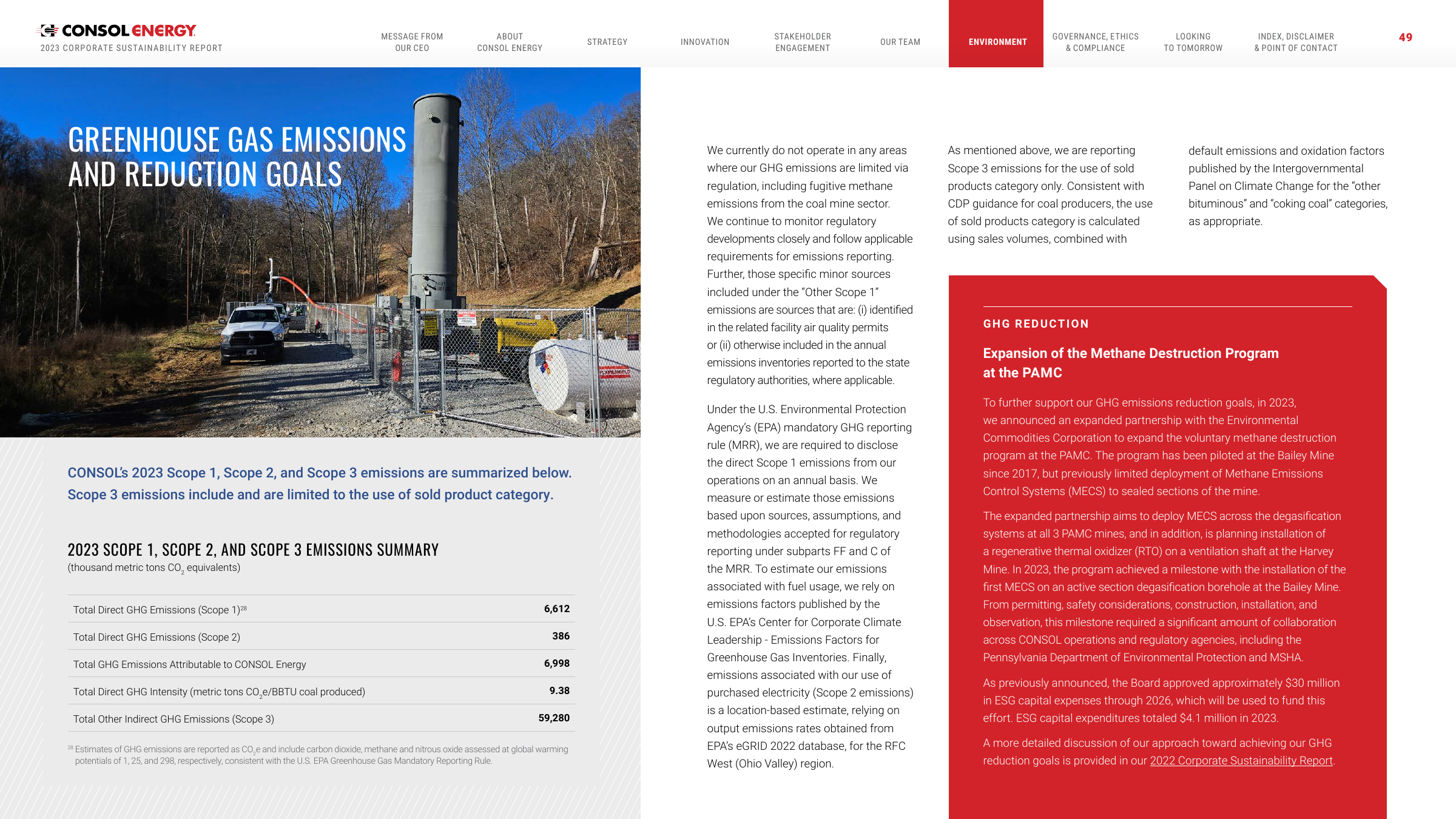 Emissions data extracted from page 49