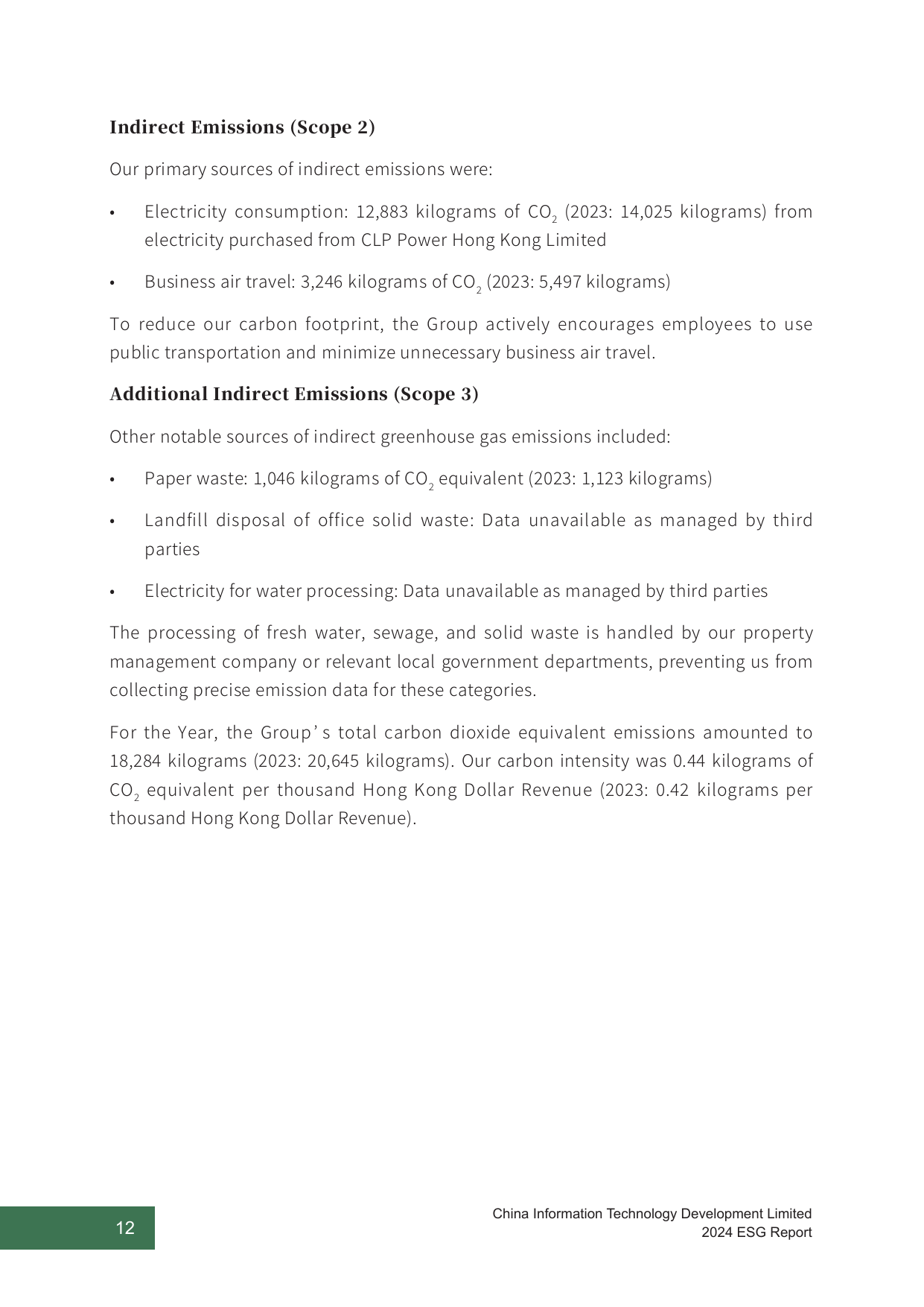 Emissions data extracted from page 12