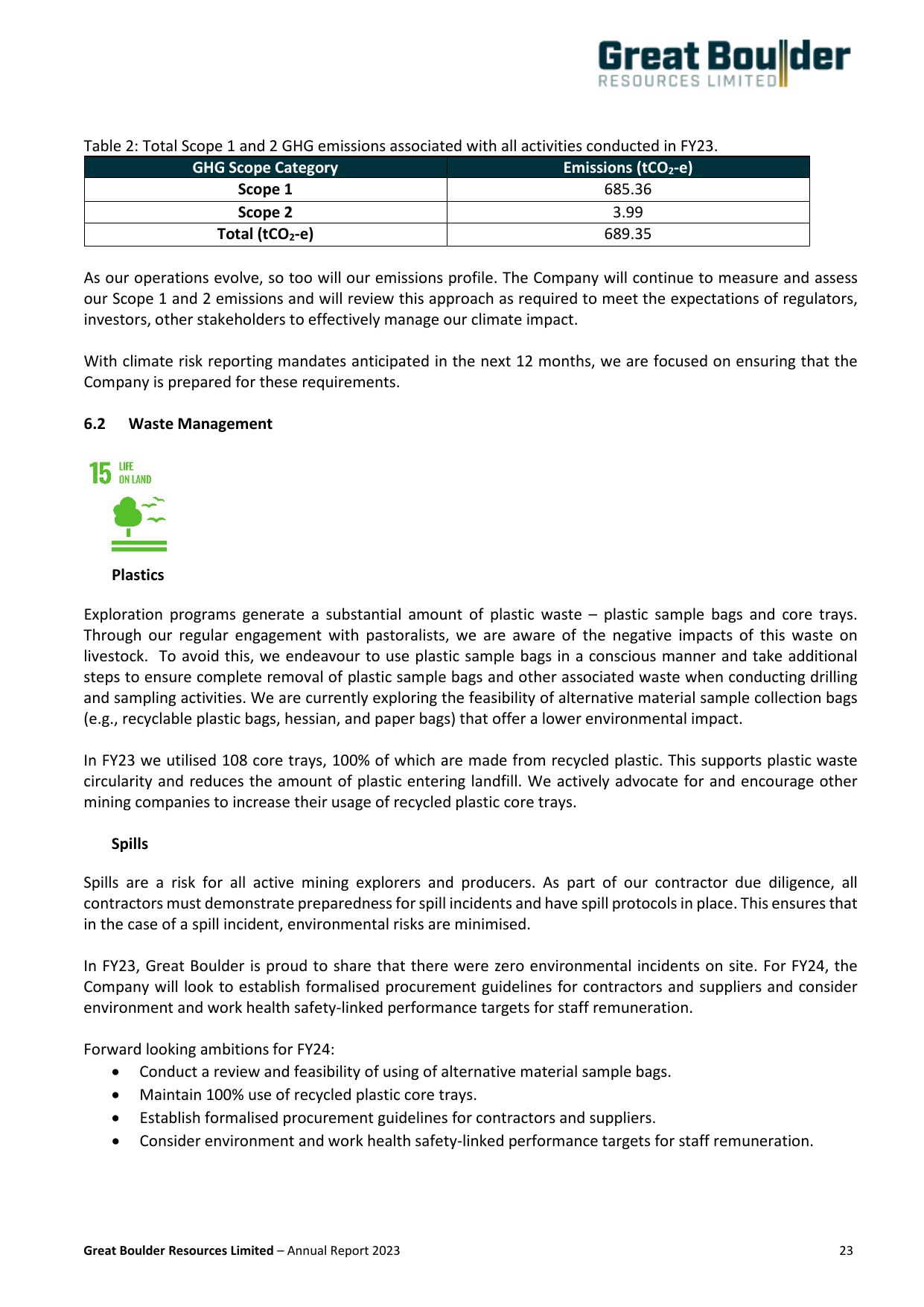Emissions data extracted from page 23